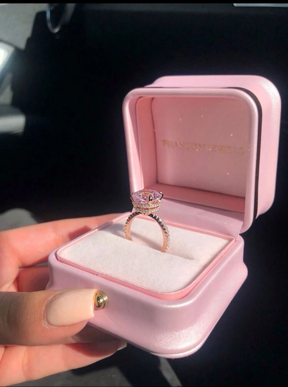 Rose Gold Pink Color Princess Engagement Ring