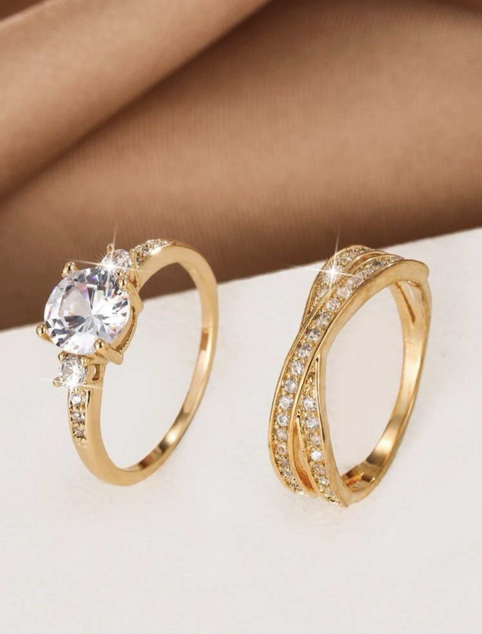 Cubic Zirconia Decor Ring Set