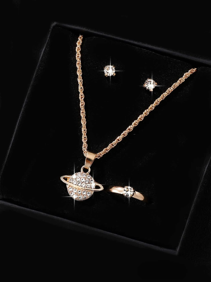 Cubic Zirconia Planet Decor Jewelry Set