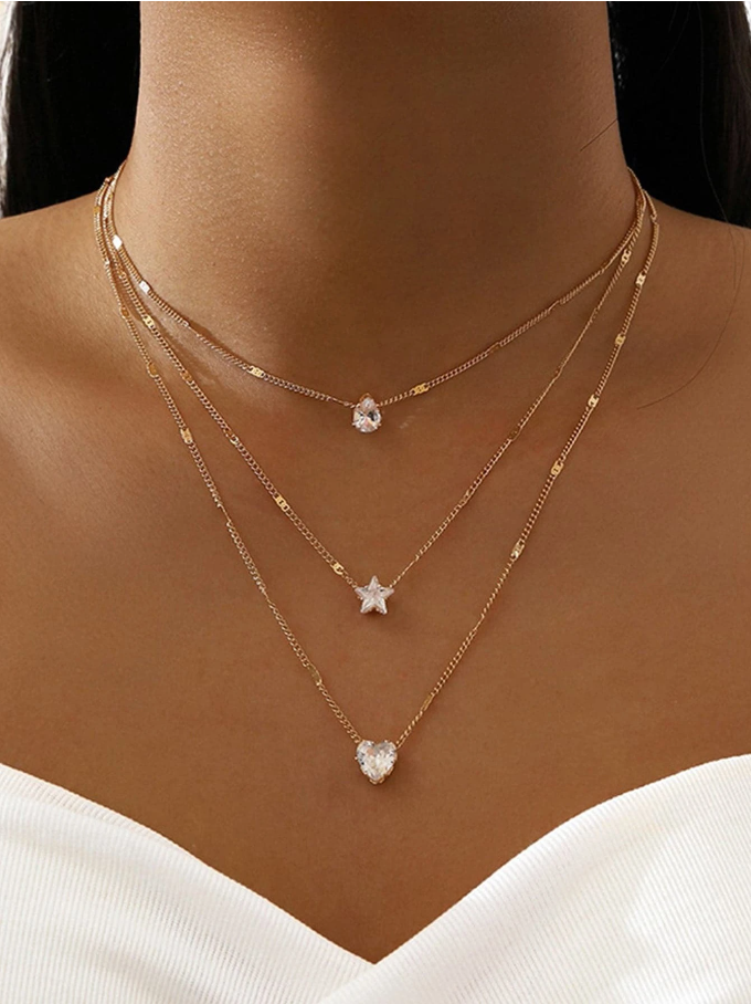 necklace shape set waterdrop, star, heart