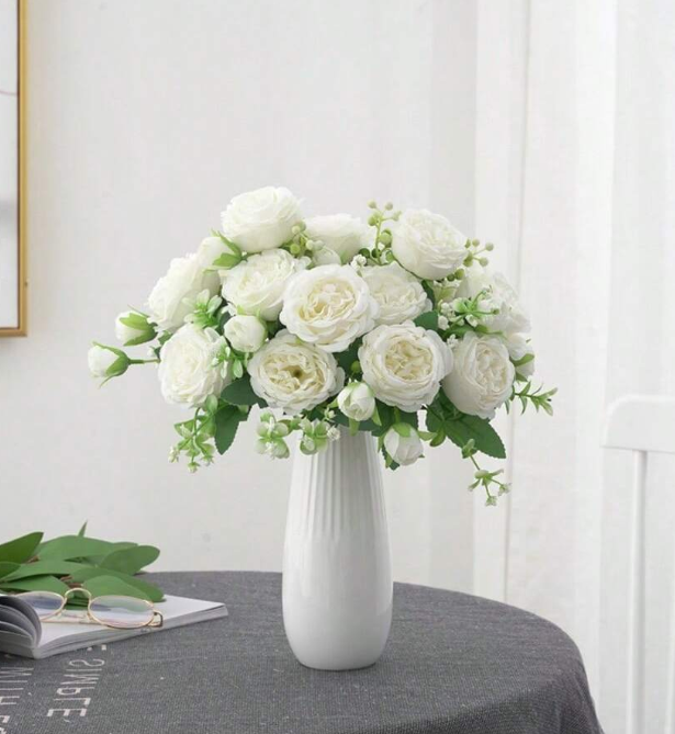 1pc White Artificial Peony Home Decorations Small Bundles Of Silk Flowers